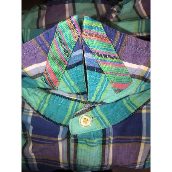 Robert Graham Plaid Button‎ Up Long Sleeve Shirt Green Purple Check 2XL - Picture 7 of 16